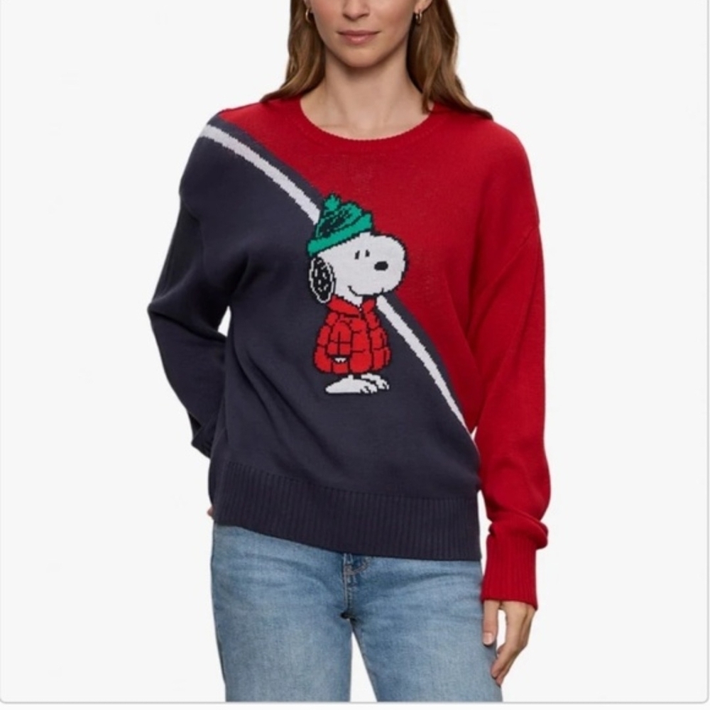 NWT Sanctuary X Peanuts Red and Navy Snoopy Sweater